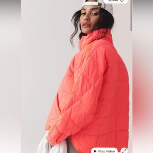 Free People Pippa Packable Quilted Jacket in Hot Watermelon Small NWT 💓🍉